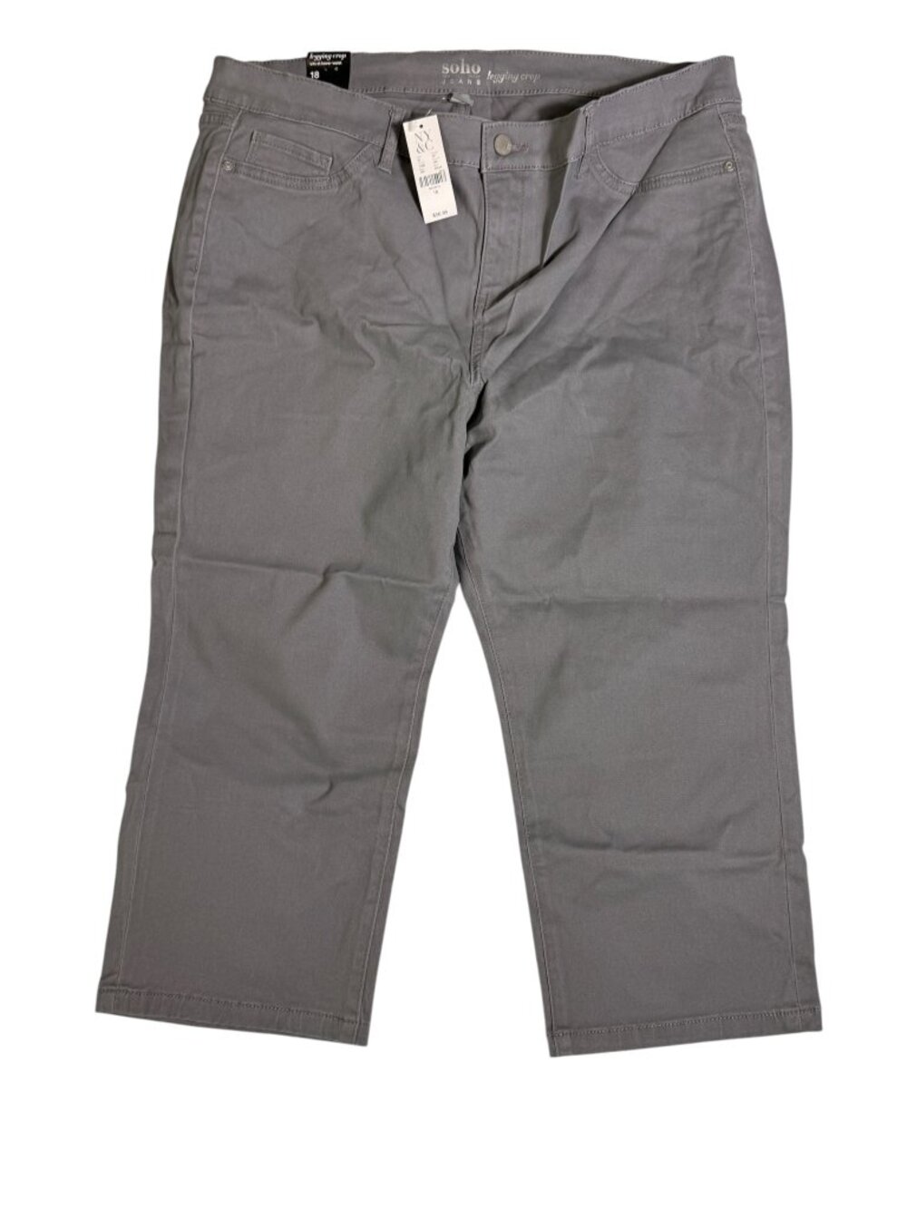 NWT New York & Co. SoHo Jeans Legging Crop, Gray, SZ 18